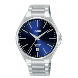 Lorus Sapphire Men's Glass Blue Dial Stainless Steel Bracelet Watch