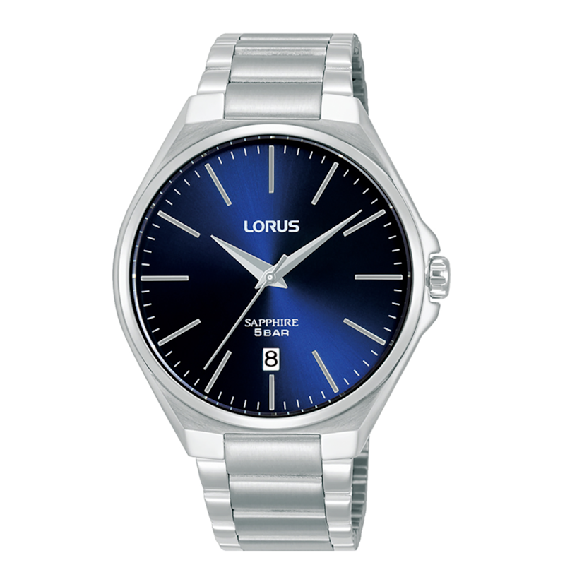 Lorus Sapphire Men's Glass Blue Dial Stainless Steel Bracelet Watch