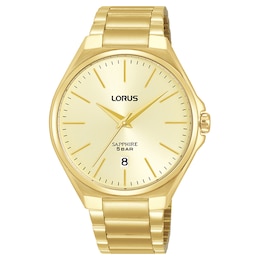 Lorus Sapphire Men's Champagne Dial Gold Tone Stainless Steel Watch