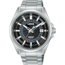 Lorus Automatic Men's Translucent Black Dial Stainless Steel Bracelet Watch