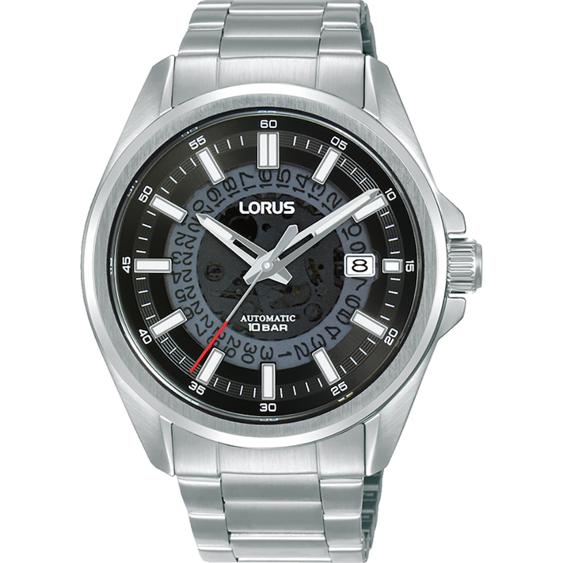 Lorus Automatic Men's Translucent Black Dial Stainless Steel Bracelet Watch