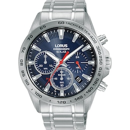 Lorus Solar Men's Chronograph Blue Dial Stainless Steel Bracelet Watch