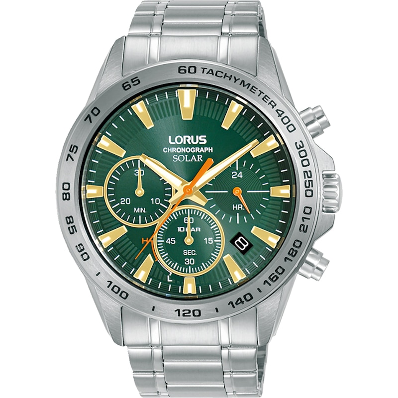 Main Image 1 of Lorus Solar Men's Chronograph Green Dial Stainless Steel Bracelet Watch