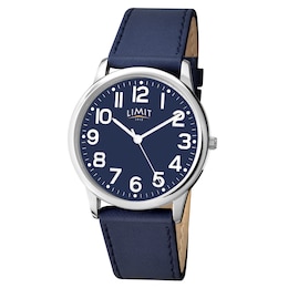 Limit Men's Silver Tone & Navy Blue Strap Watch