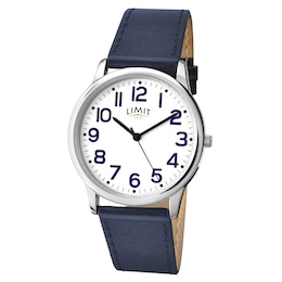 Men's Limit Blue Leather Strap Watch