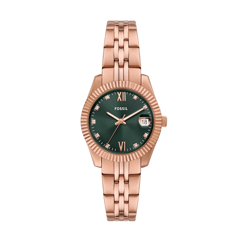 Main Image 1 of Fossil Scarlette Ladies' Green Dial Rose Gold Tone Bracelet Watch