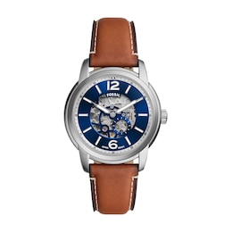 Fossil Heritage Men's Automatic Brown Leather Strap Watch