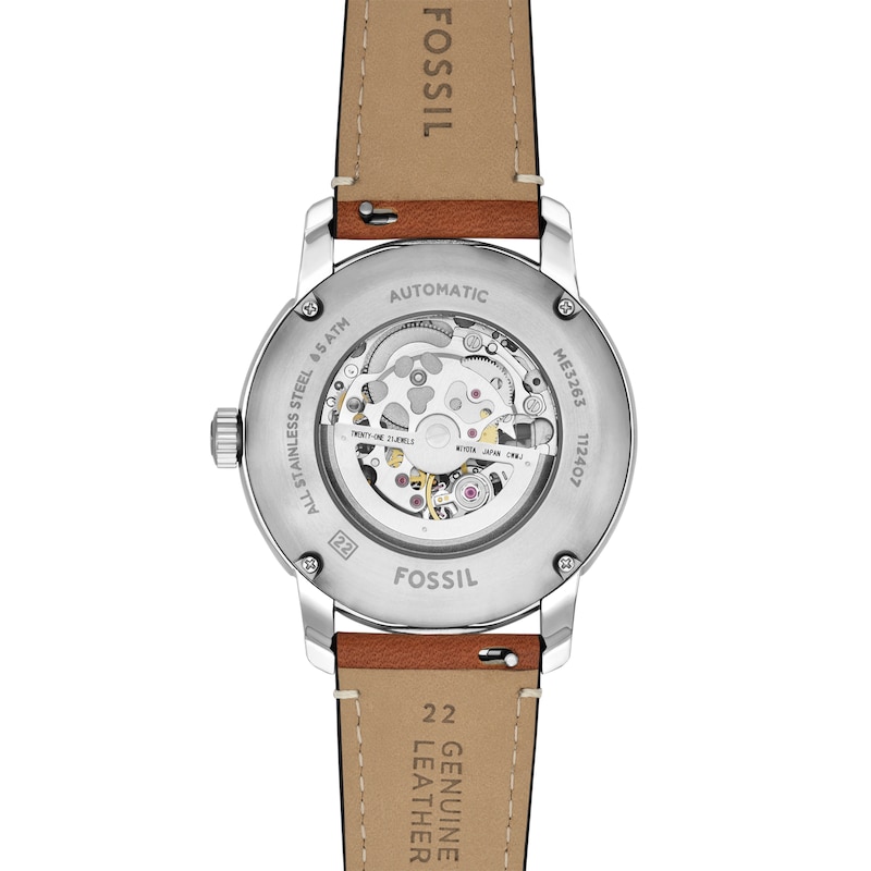 Main Image 4 of Fossil Heritage Men's Automatic Brown Leather Strap Watch