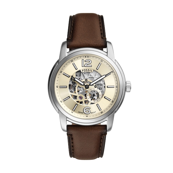 Fossil Heritage Men's Automatic Brown Leather Strap Watch