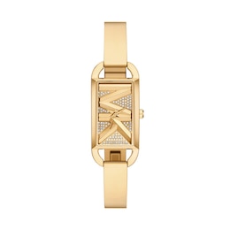 Michael Kors Ladies' Rectangle MK Gold Tone Bangle Watch