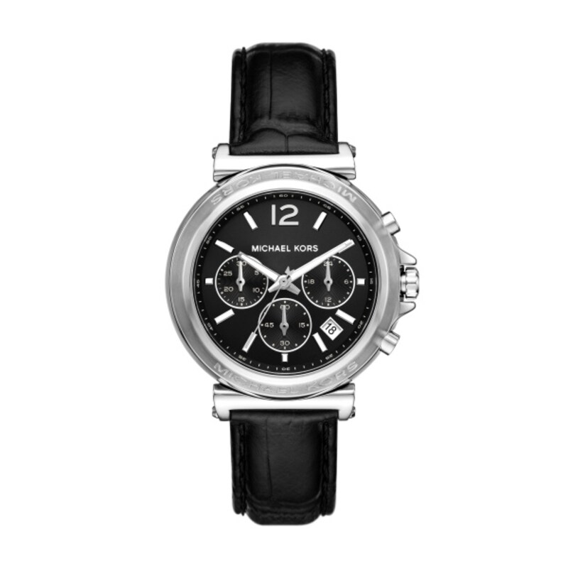 Main Image 1 of Michael Kors Maren Ladies' Chronograph Black Leather Strap Watch