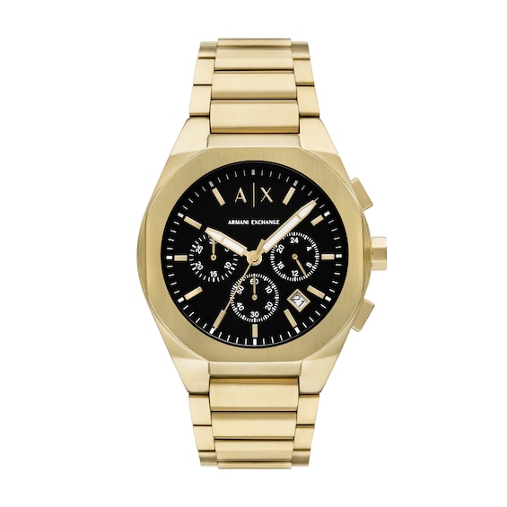 Armani Exchange Sync Mens Black Chronograph Dial Gold Tone B