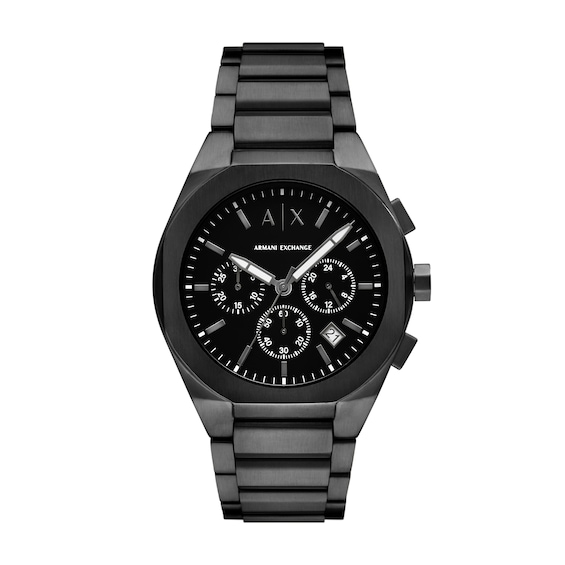 Armani Exchange Sync Mens Black Chronograph Black Tone Brace