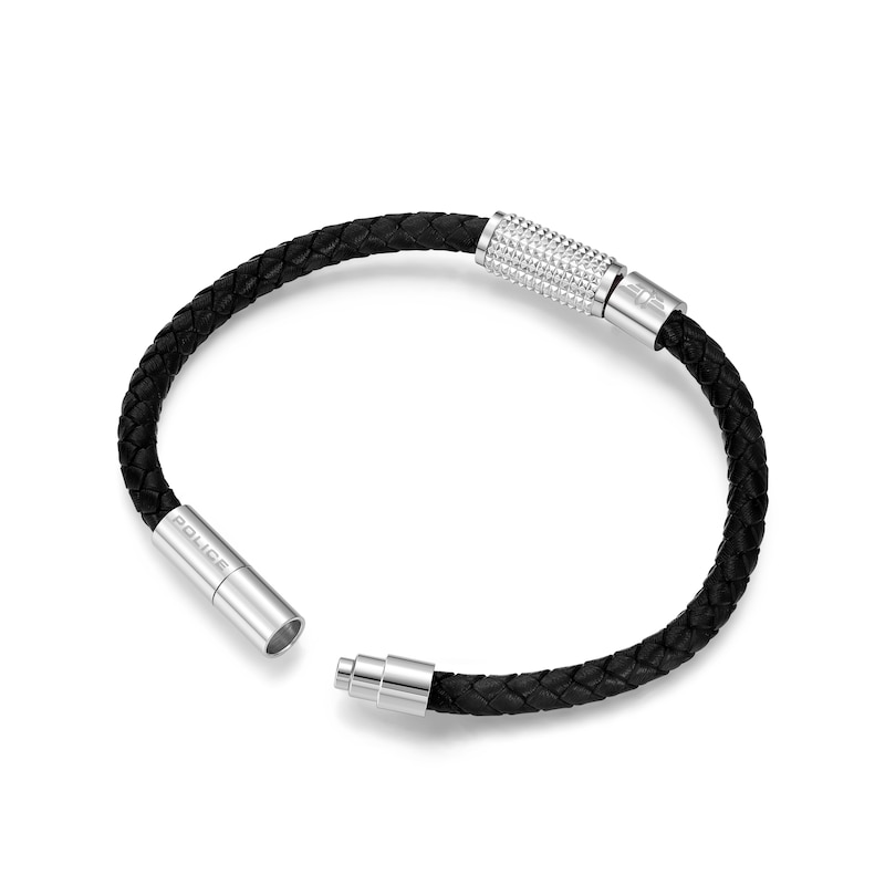 Main Image 2 of Police Men’s Blue Urban Texture Leather & Stainless Steel Bracelet