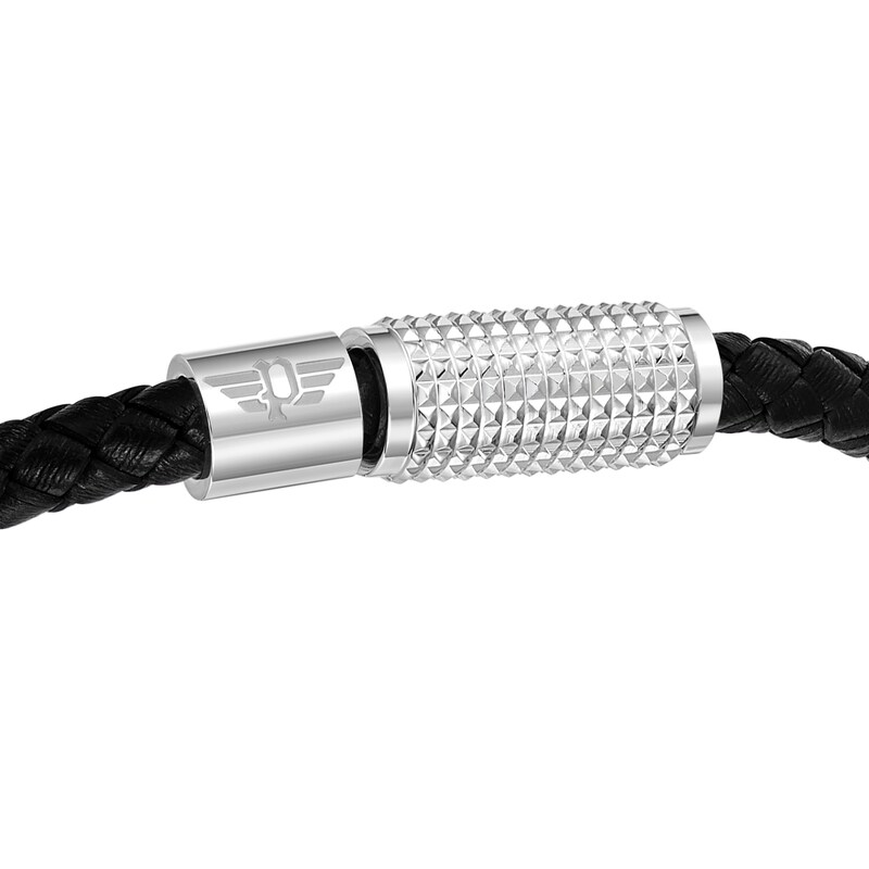 Main Image 3 of Police Men’s Blue Urban Texture Leather & Stainless Steel Bracelet