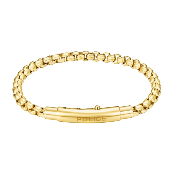 Police Fleshy Men's Gold Tone Stainless Steel Shiny Bracelet