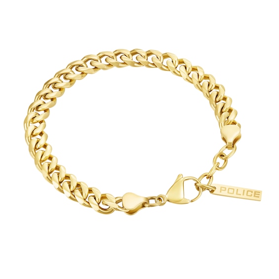 Police Long-Lasting Men's Gold Tone Cuban Chain Bracelet