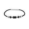 Thumbnail Image 2 of Police Bullion Men's Stainless Steel Onyx Beaded Black Leather Bracelet