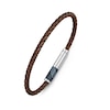 Thumbnail Image 1 of Police Plaint Men's Stainless Steel, Black & Charcoal Logo Brown Leather Bracelet