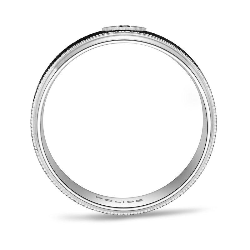 Main Image 3 of Police Men's Halo Stainless Steel Wing Logo Black Textured Ring- Size T