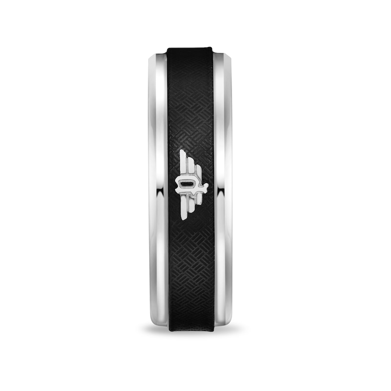 Main Image 2 of Police Men's Halo Stainless Steel Wing Logo Black Textured Ring- Size V