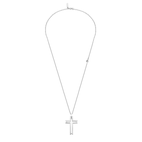 Police Framed Mens Stainless Steel Cross Pendant Necklace