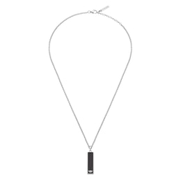 Police Engage II Brushed Stainless Steel Carbon Fibre Pendant Necklace