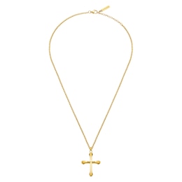 Police Saint II Men's Gold Tone Cross Pendant Necklace