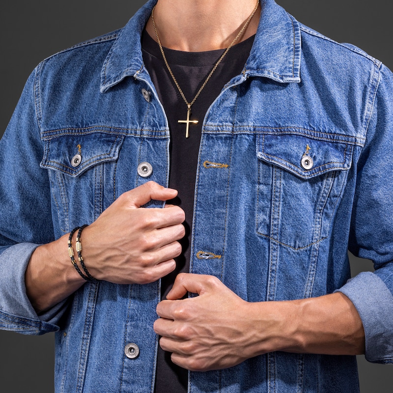 Main Image 3 of Police Saint II Men's Gold Tone Cross Pendant Necklace