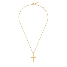 Police Tacoma II Men's Gold Tone Cross Pendant Necklace