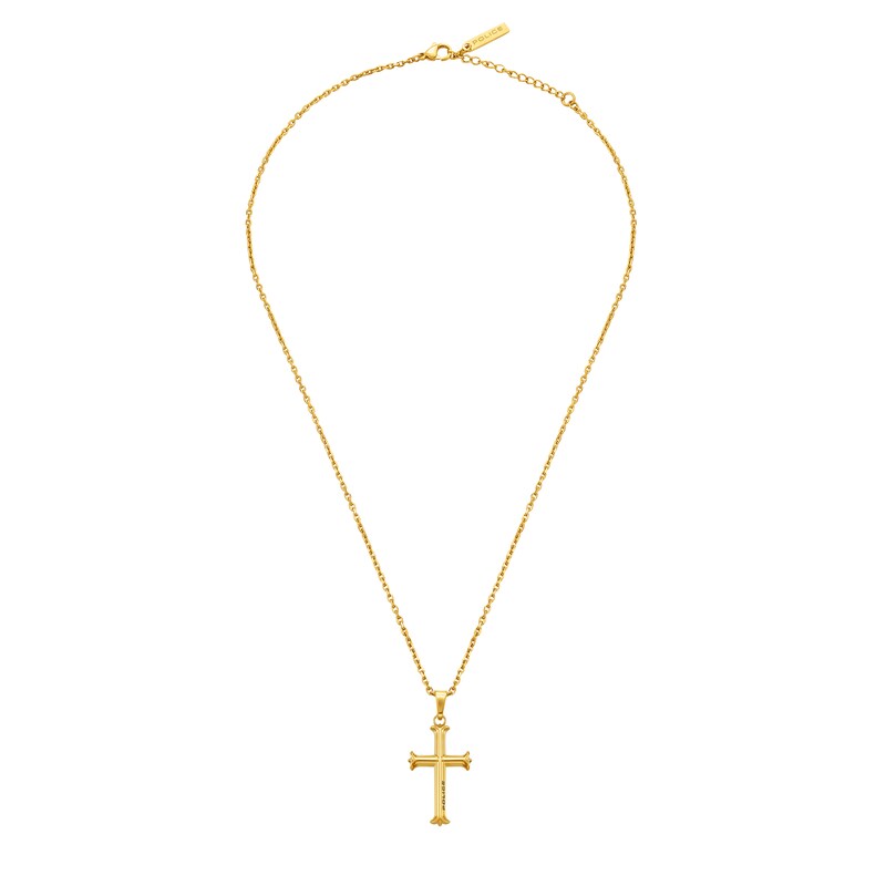 Main Image 1 of Police Tacoma II Men's Gold Tone Cross Pendant Necklace