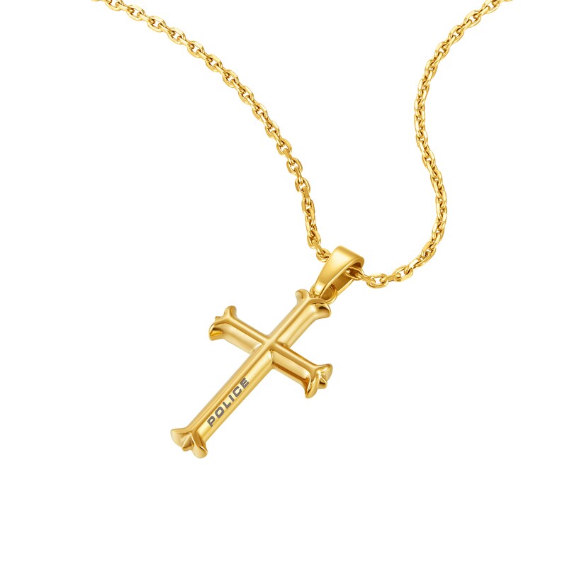 Main Image 2 of Police Tacoma II Men's Gold Tone Cross Pendant Necklace