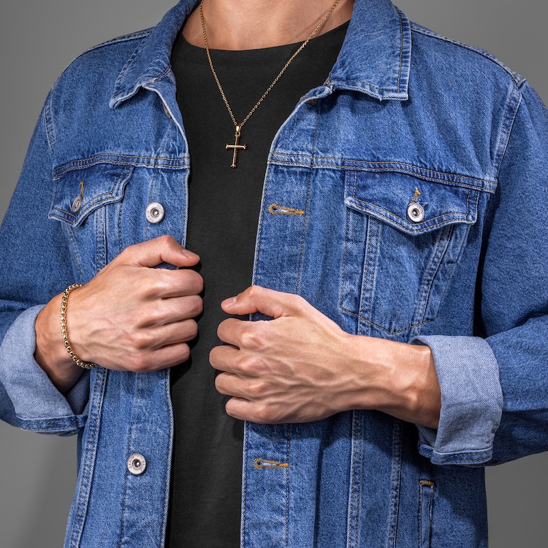 Main Image 4 of Police Tacoma II Men's Gold Tone Cross Pendant Necklace