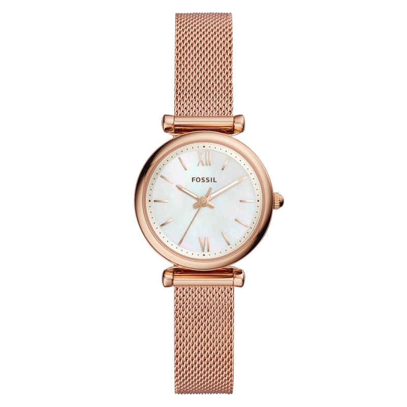 Fossil Ladies' Rose Gold Tone Mesh Bracelet Watch