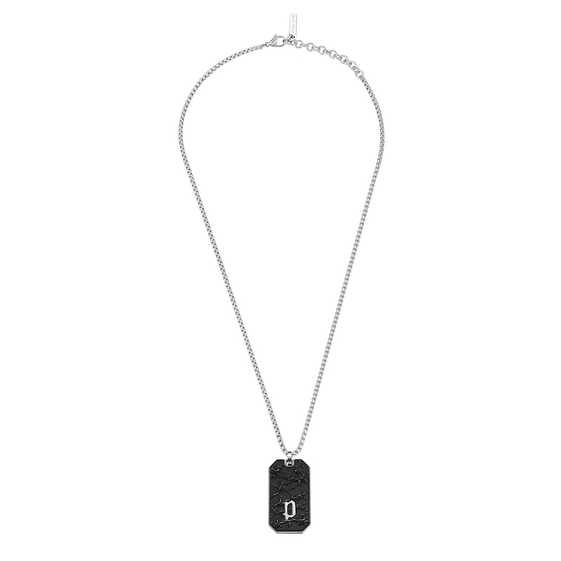 Main Image 1 of Police Wire Men's Black & Gold Tone Mesh Motif Necklace