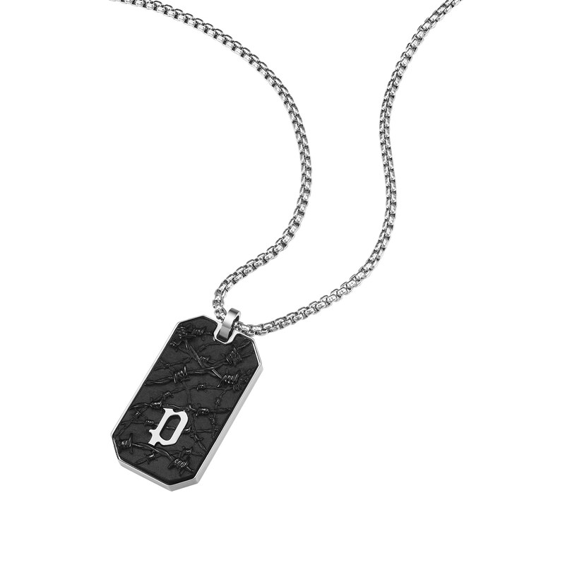 Main Image 2 of Police Wire Men's Black & Gold Tone Mesh Motif Necklace