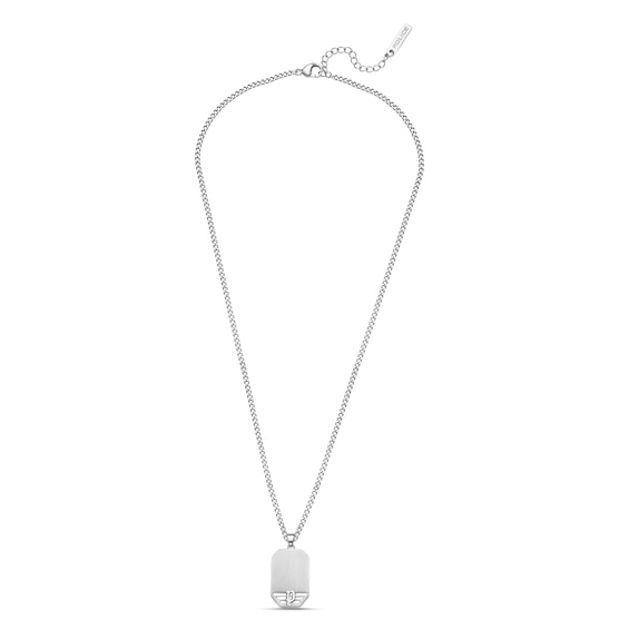 Police Mens Motive Gun Wing Logo Tag Necklace