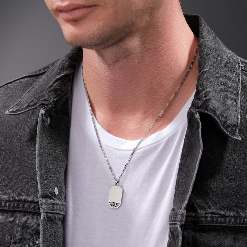 Main Image 3 of Police Men's Motive Gun Wing Logo Tag Necklace
