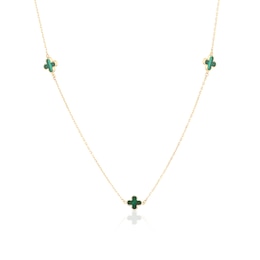 9ct Yellow Gold Malachite Station Necklace