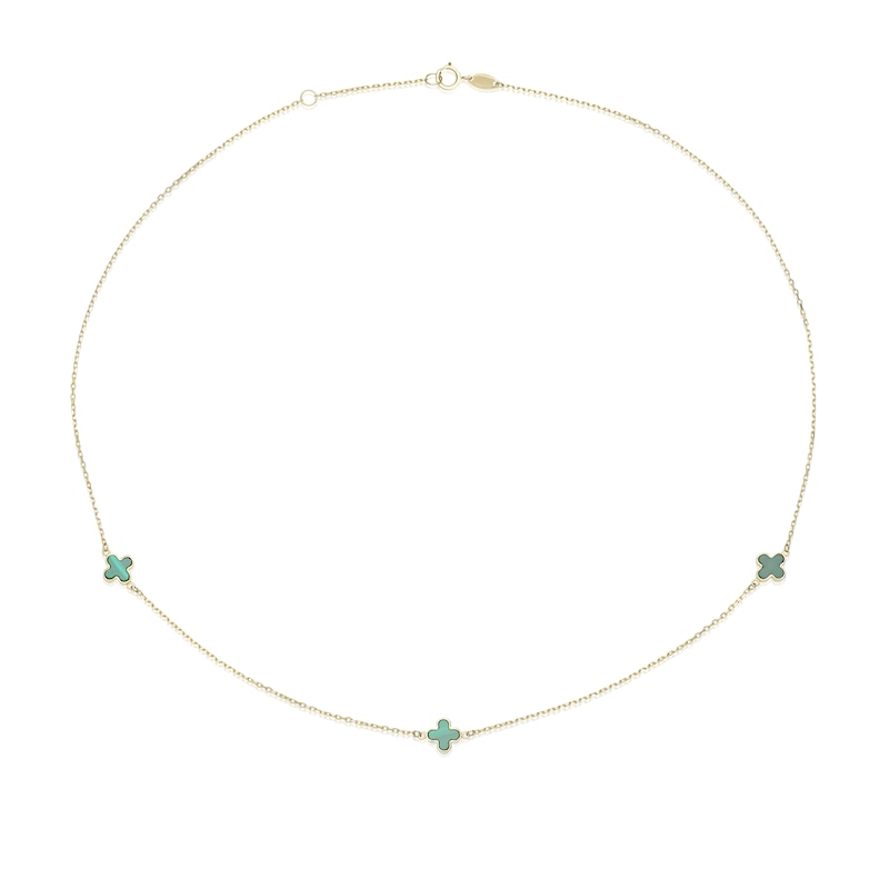 Main Image 2 of 9ct Yellow Gold Malachite Station Necklace
