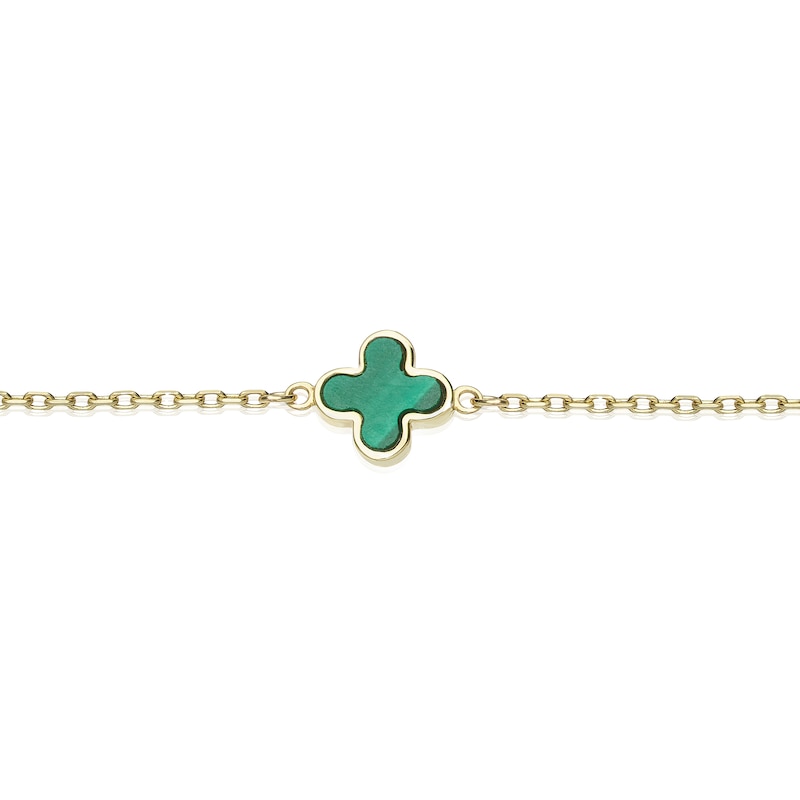 Main Image 2 of 9ct Yellow Gold Malachite Petal Station Bracelet