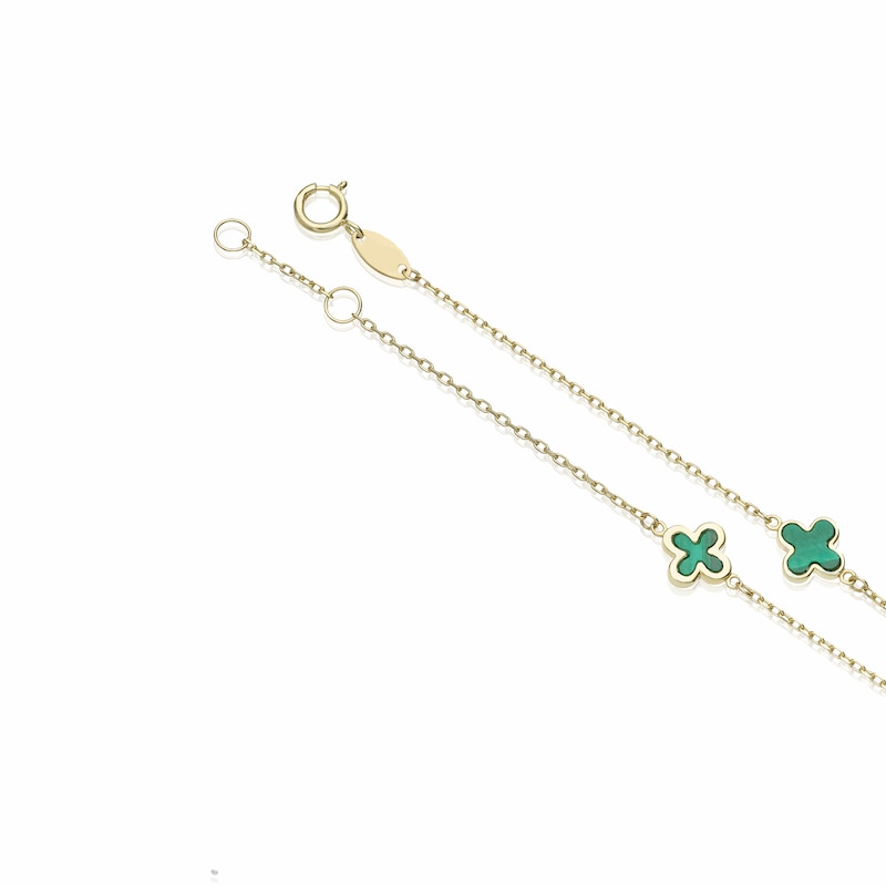 Main Image 3 of 9ct Yellow Gold Malachite Petal Station Bracelet