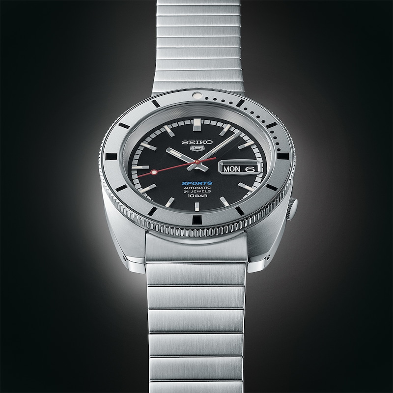 Main Image 3 of Seiko 5 Sports 'Pepper Black' 1968 Recreation Limited Edition Men's Bracelet Watch