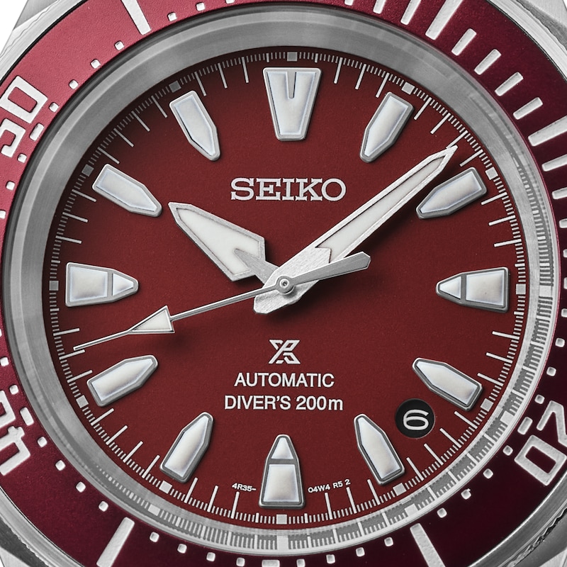Main Image 4 of Seiko Prospex 4R Red Dial ‘Shog-urai’ Diver Men's Bracelet Watch