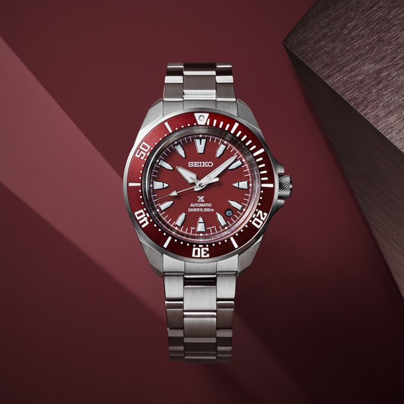 Main Image 5 of Seiko Prospex 4R Red Dial ‘Shog-urai’ Diver Men's Bracelet Watch