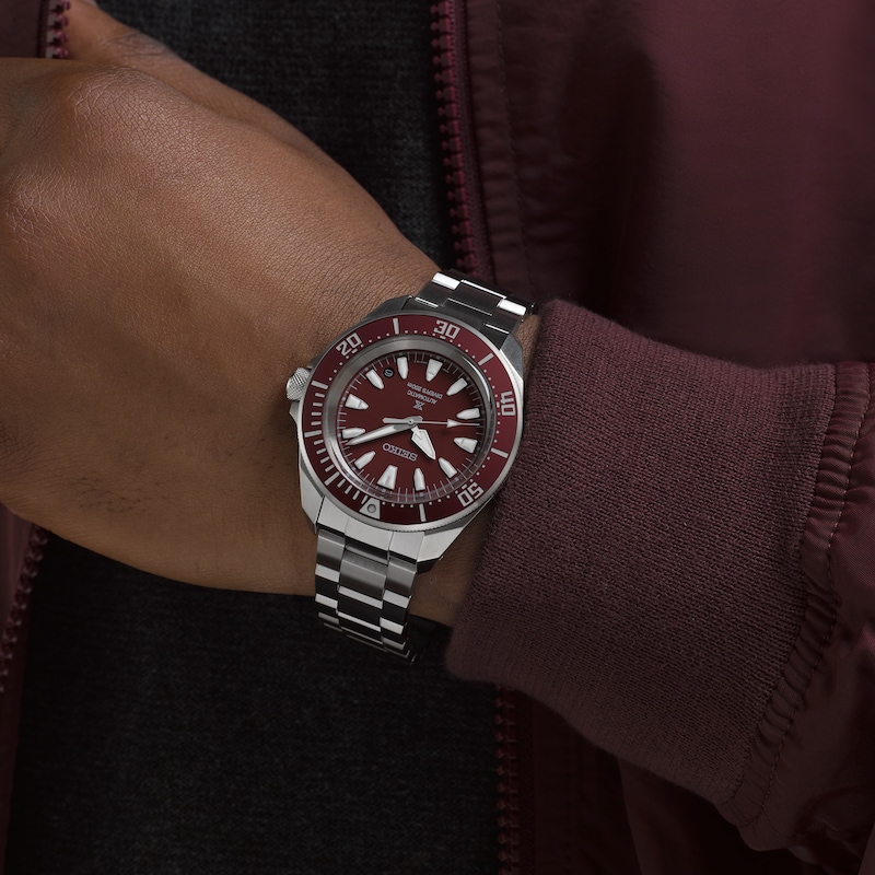 Main Image 6 of Seiko Prospex 4R Red Dial ‘Shog-urai’ Diver Men's Bracelet Watch