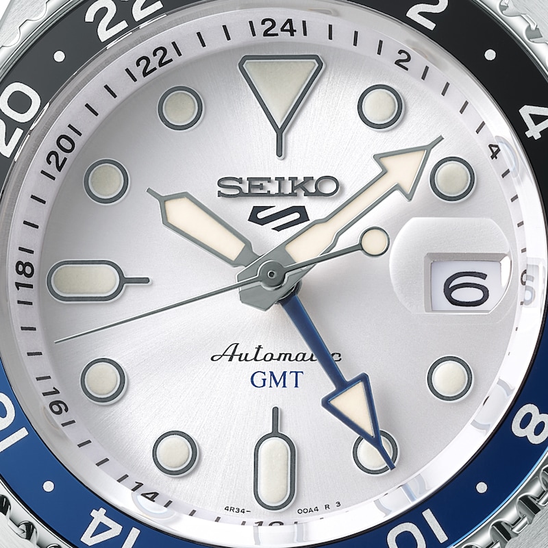 Main Image 2 of Seiko 5 Sports SKX GMT Men's Bi-Colour Bezel Silver Cloud Dial Bracelet Watch