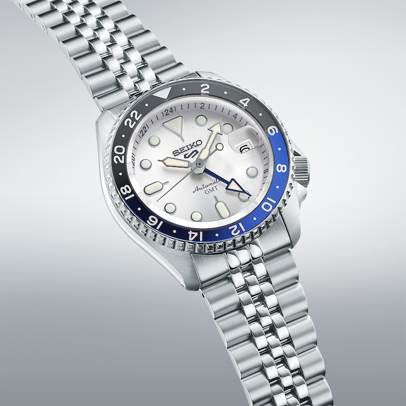 Main Image 3 of Seiko 5 Sports SKX GMT Men's Bi-Colour Bezel Silver Cloud Dial Bracelet Watch