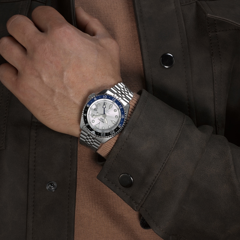 Main Image 5 of Seiko 5 Sports SKX GMT Men's Bi-Colour Bezel Silver Cloud Dial Bracelet Watch