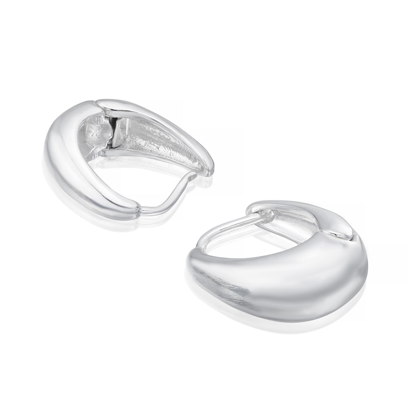 Main Image 2 of Silver Tone Plain Chunky Hoop Earrings